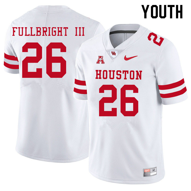 Youth #26 James Fullbright III Houston Cougars College Football Jerseys Sale-White - Click Image to Close